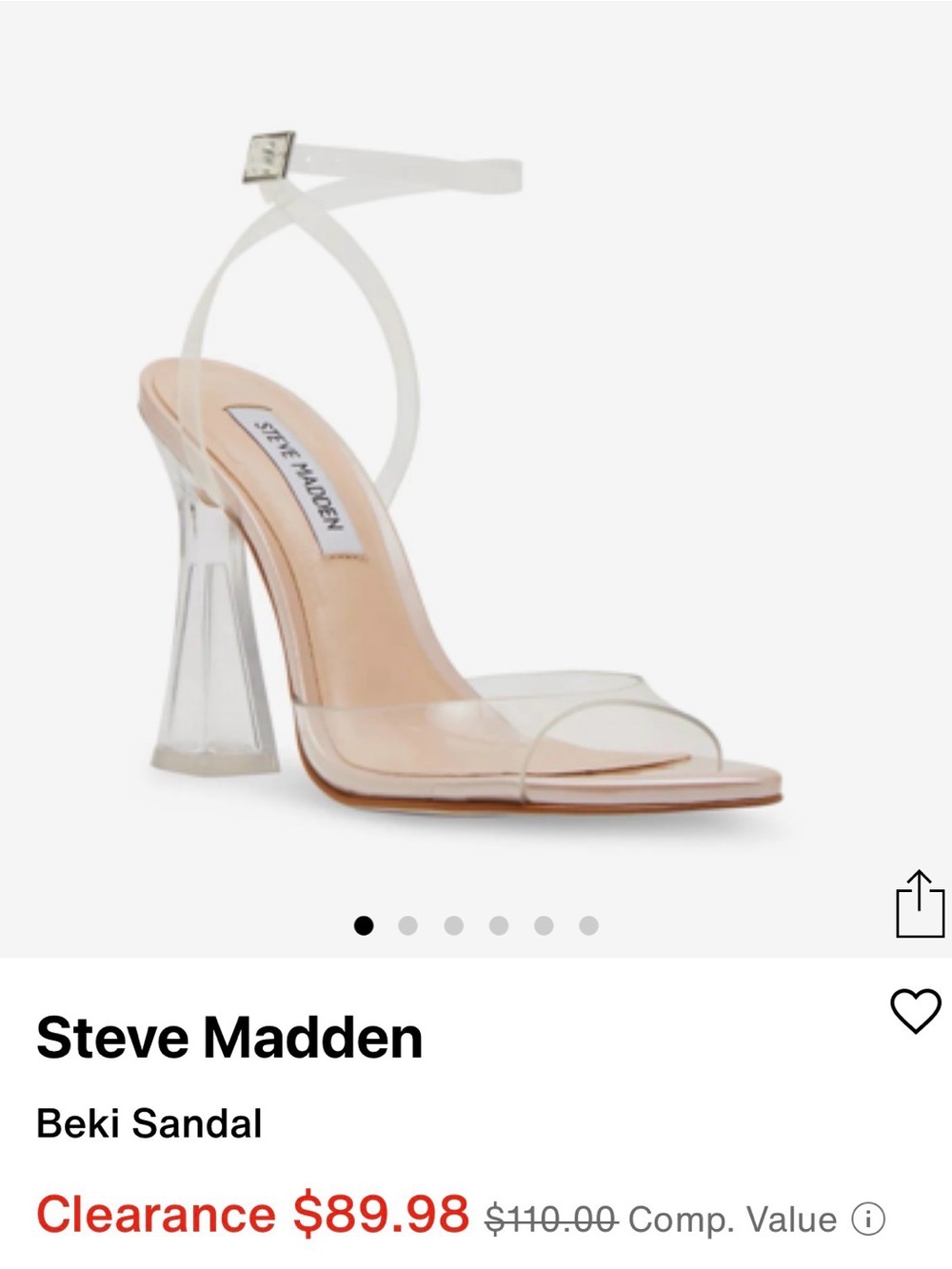 Steve Madden Beki C - Clear Strap nude Heeled Sandals